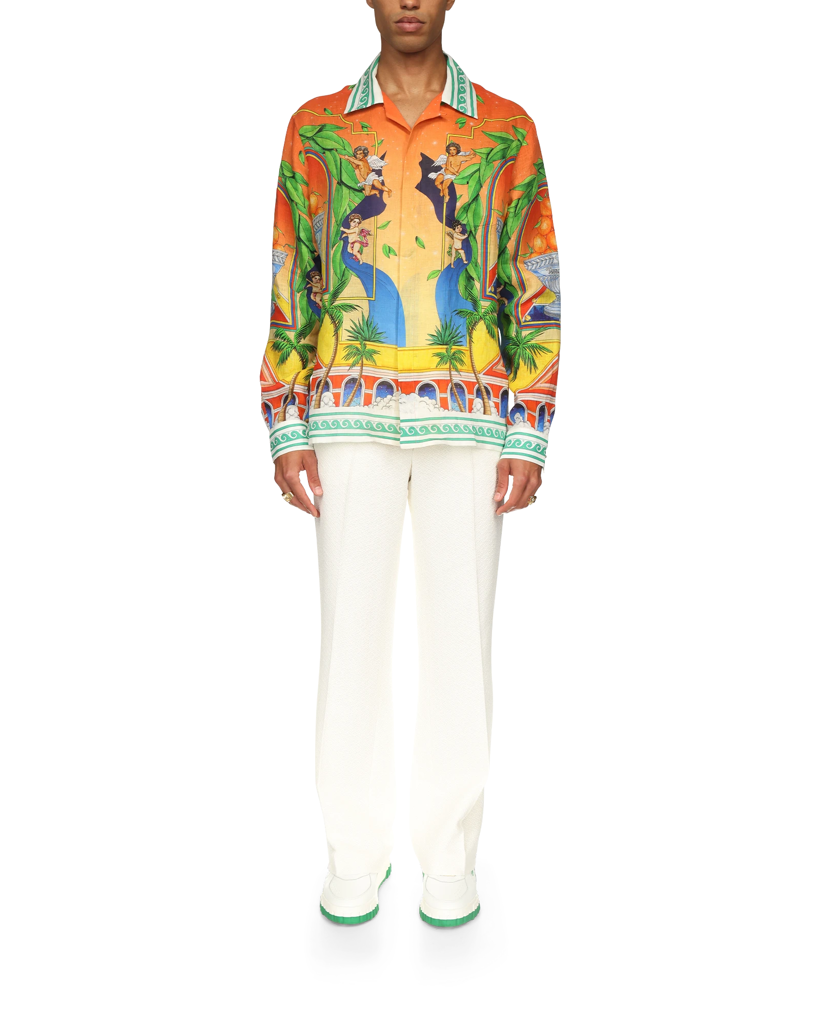 Trophy Orange Linen Long Sleeve Shirt