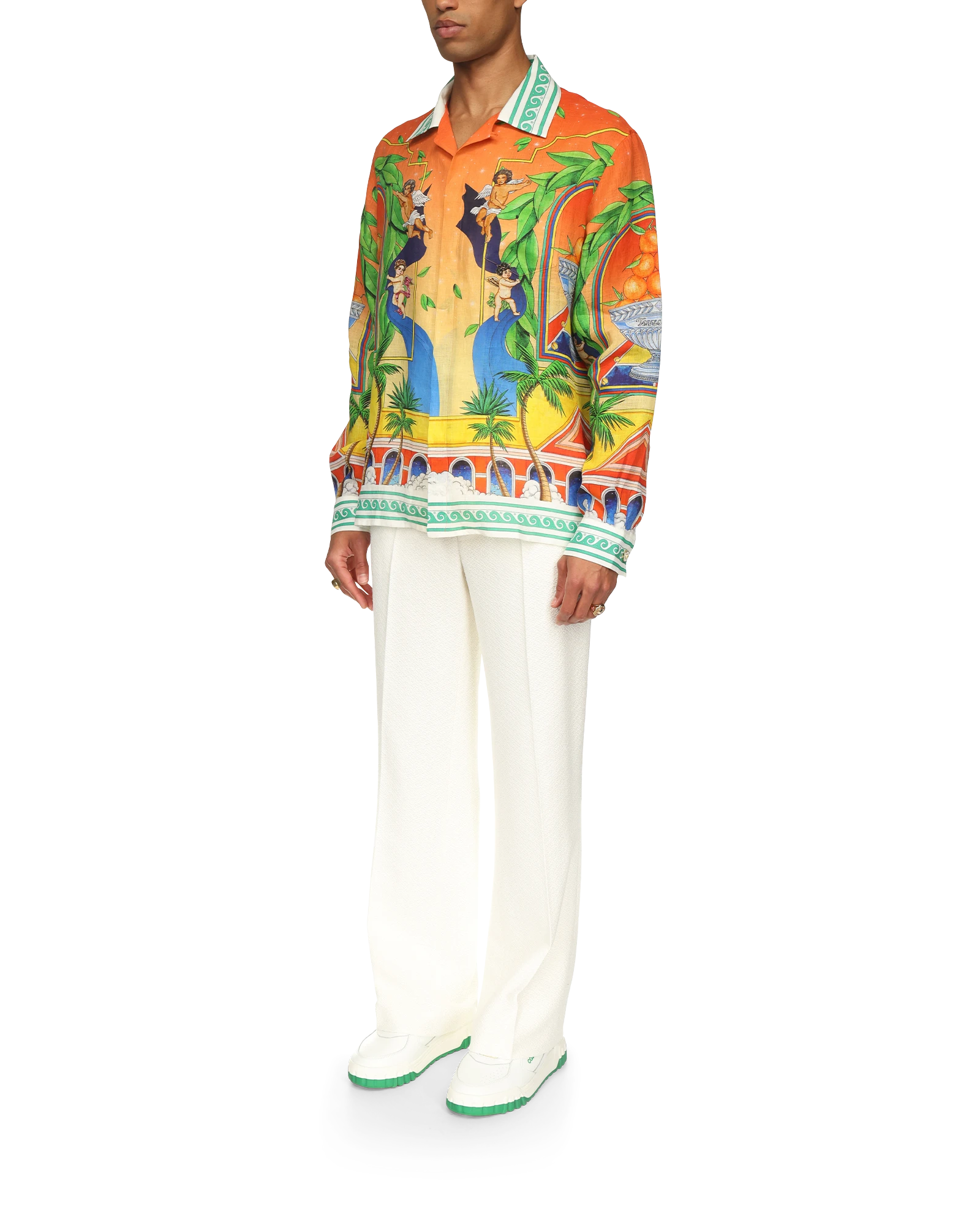 Trophy Orange Linen Long Sleeve Shirt