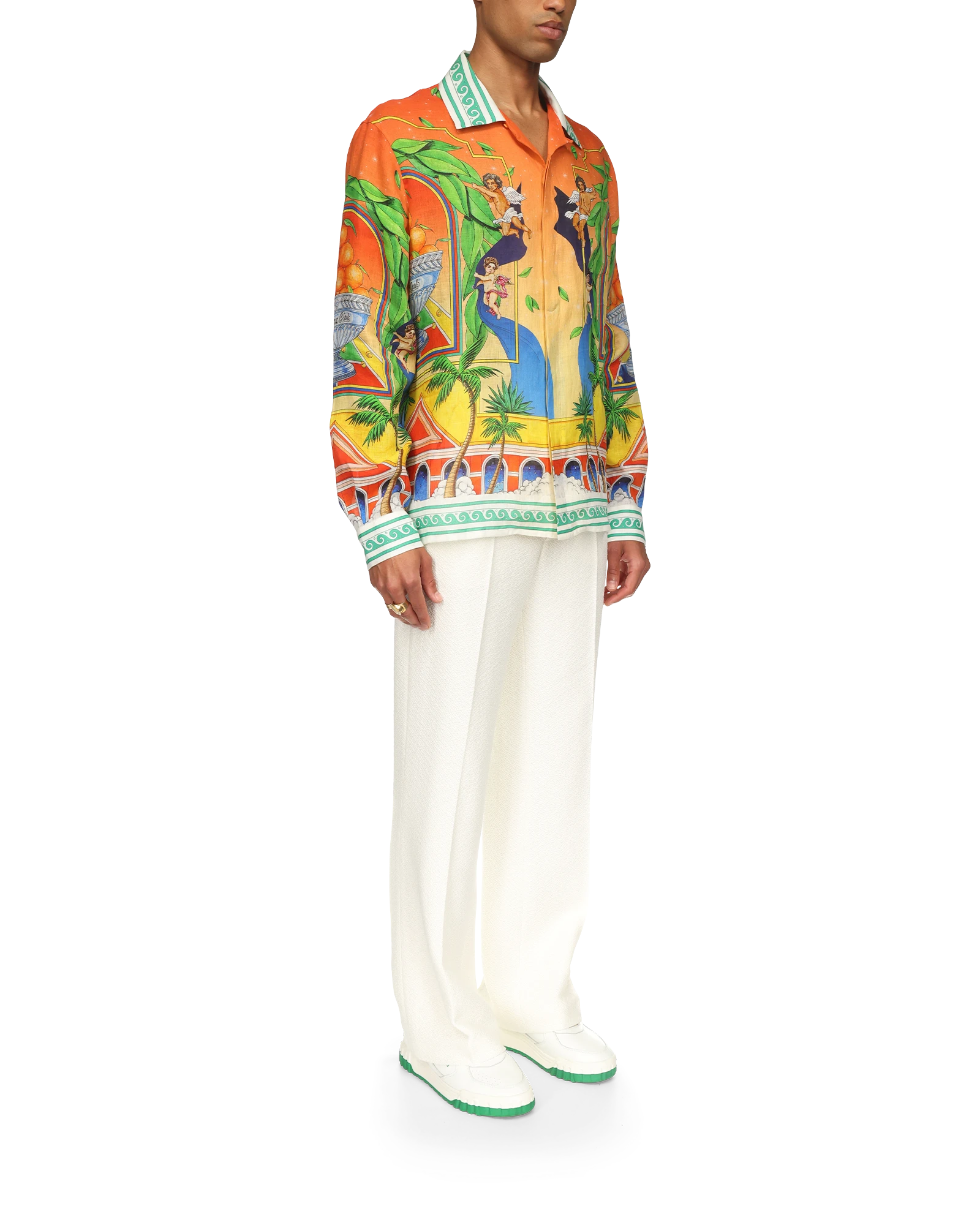 Trophy Orange Linen Long Sleeve Shirt