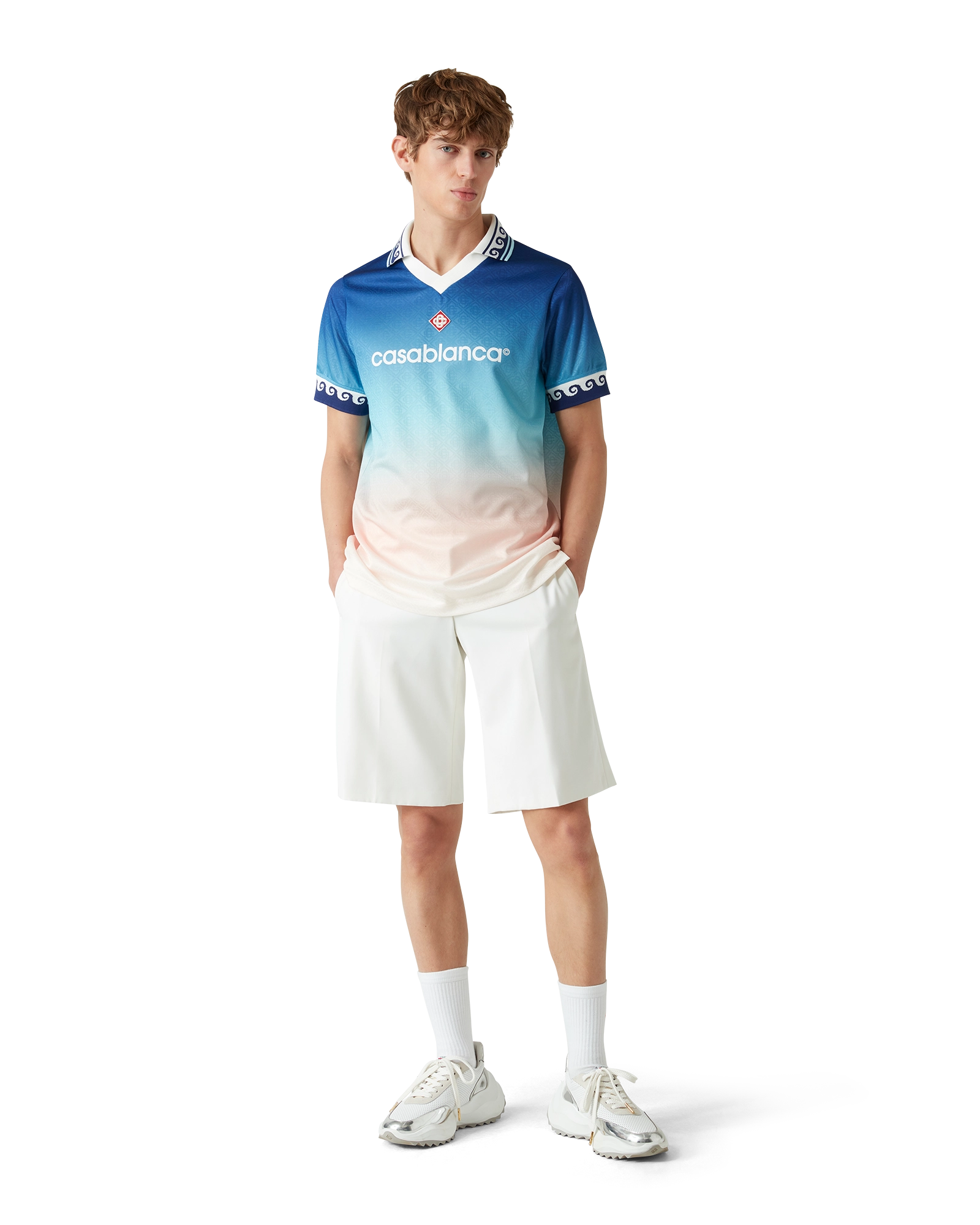 Jacquard Gradient Short Sleeve Football Shirt