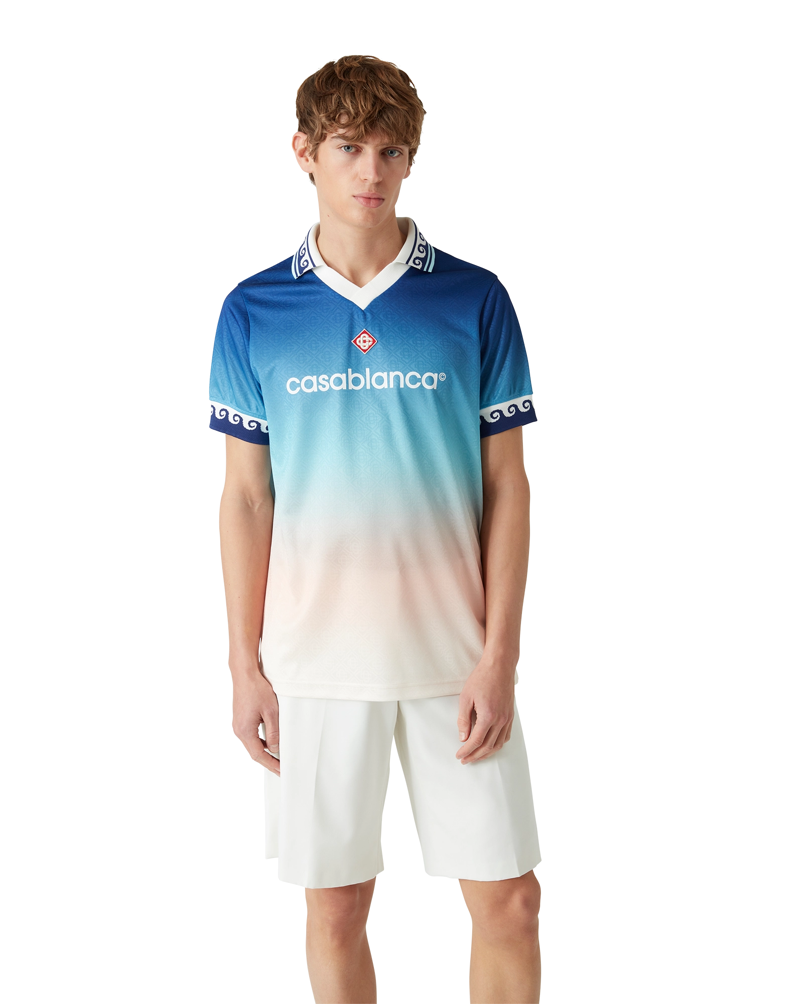 Jacquard Gradient Short Sleeve Football Shirt