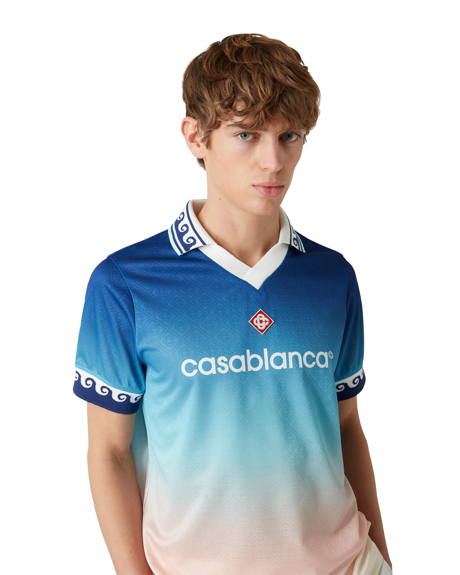 Jacquard Gradient Short Sleeve Football Shirt