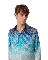 Jacquard Gradient Long Sleeve Silk Shirt