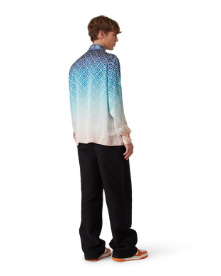 Jacquard Gradient Long Sleeve Silk Shirt