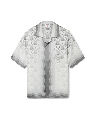 Gradient Heart Monogram Short Sleeve Silk Shirt