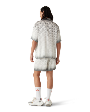 Gradient Heart Monogram Short Sleeve Silk Shirt