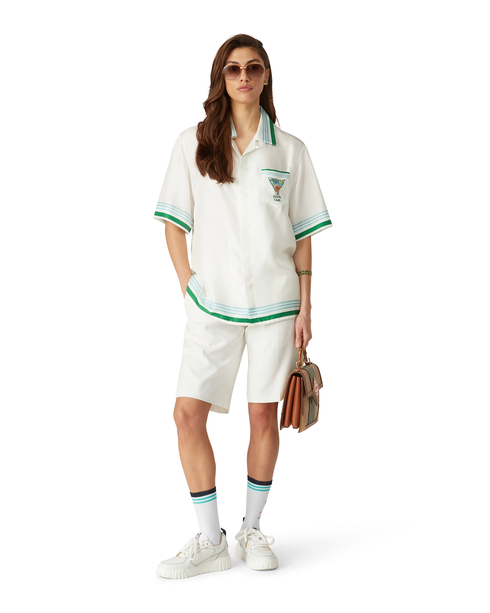 Metaphysical Tennis Icon Short-Sleeve Silk Shirt