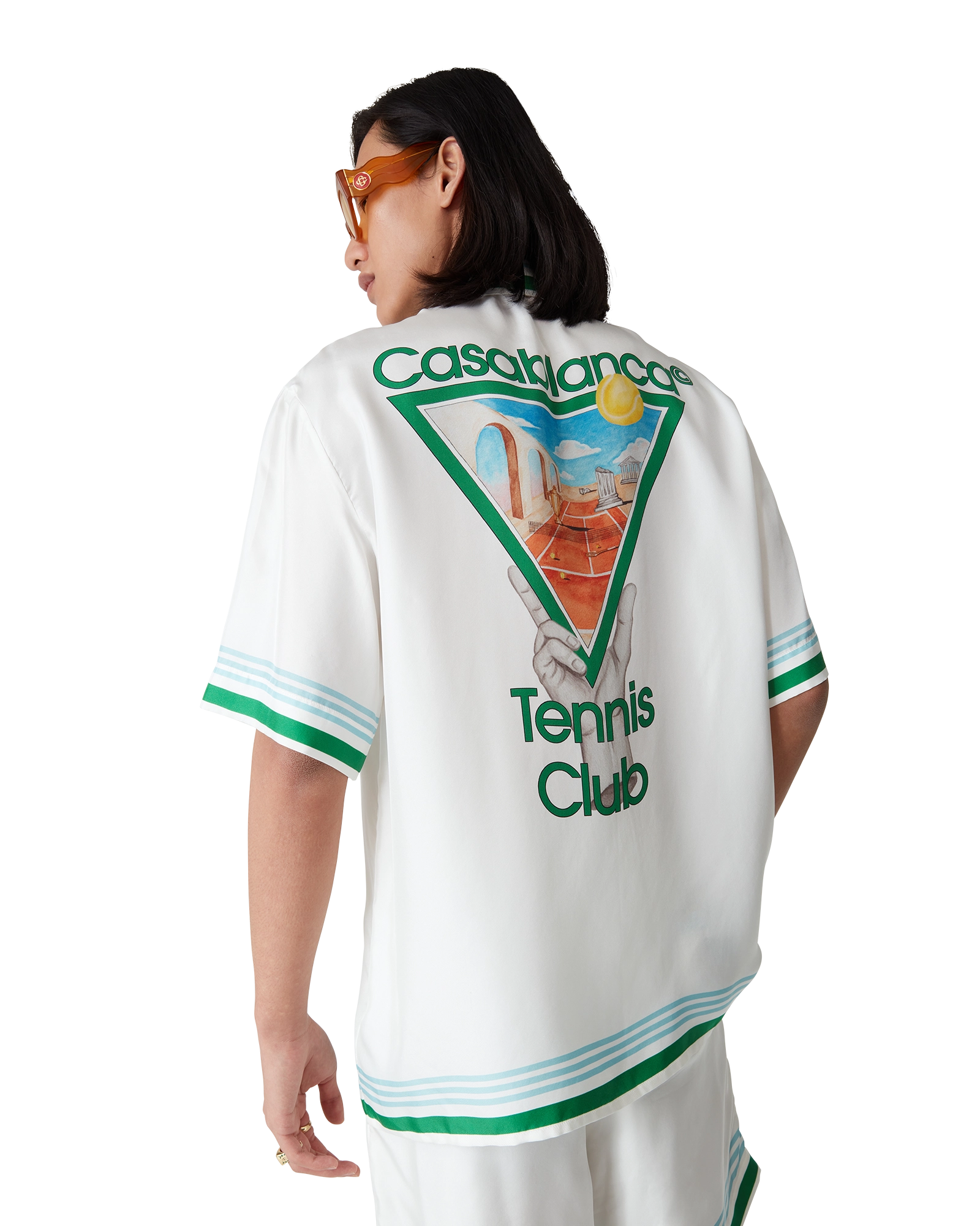 Metaphysical Tennis Icon Short-Sleeve Silk Shirt