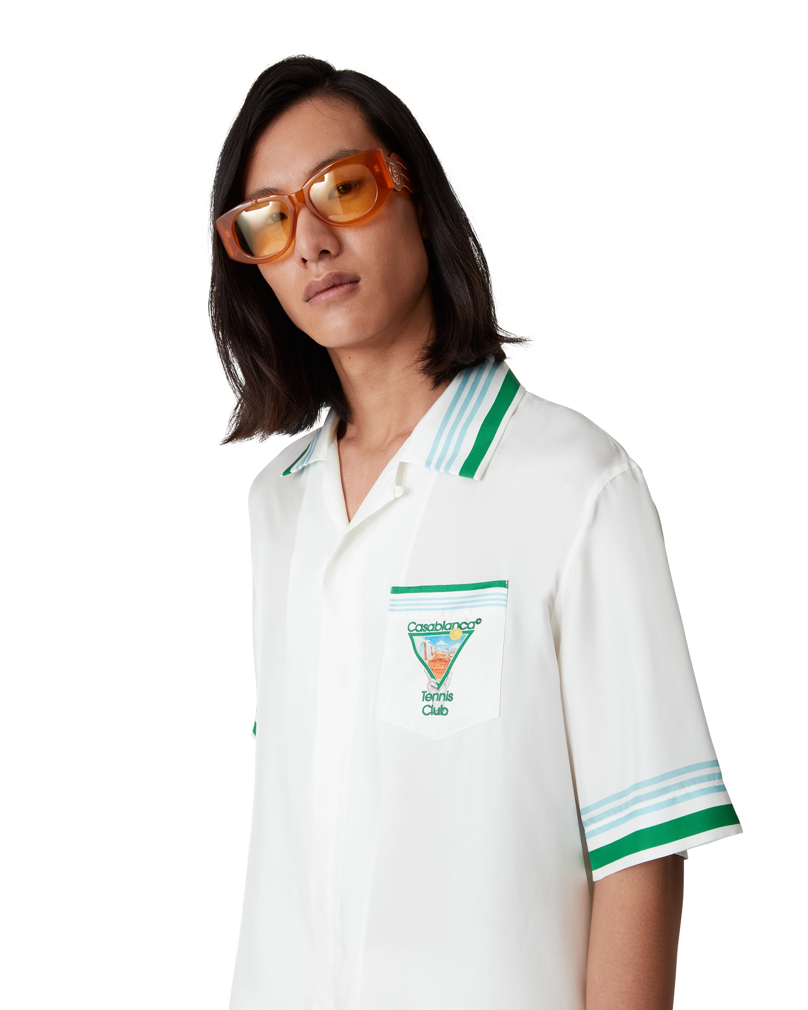 Metaphysical Tennis Icon Short-Sleeve Silk Shirt