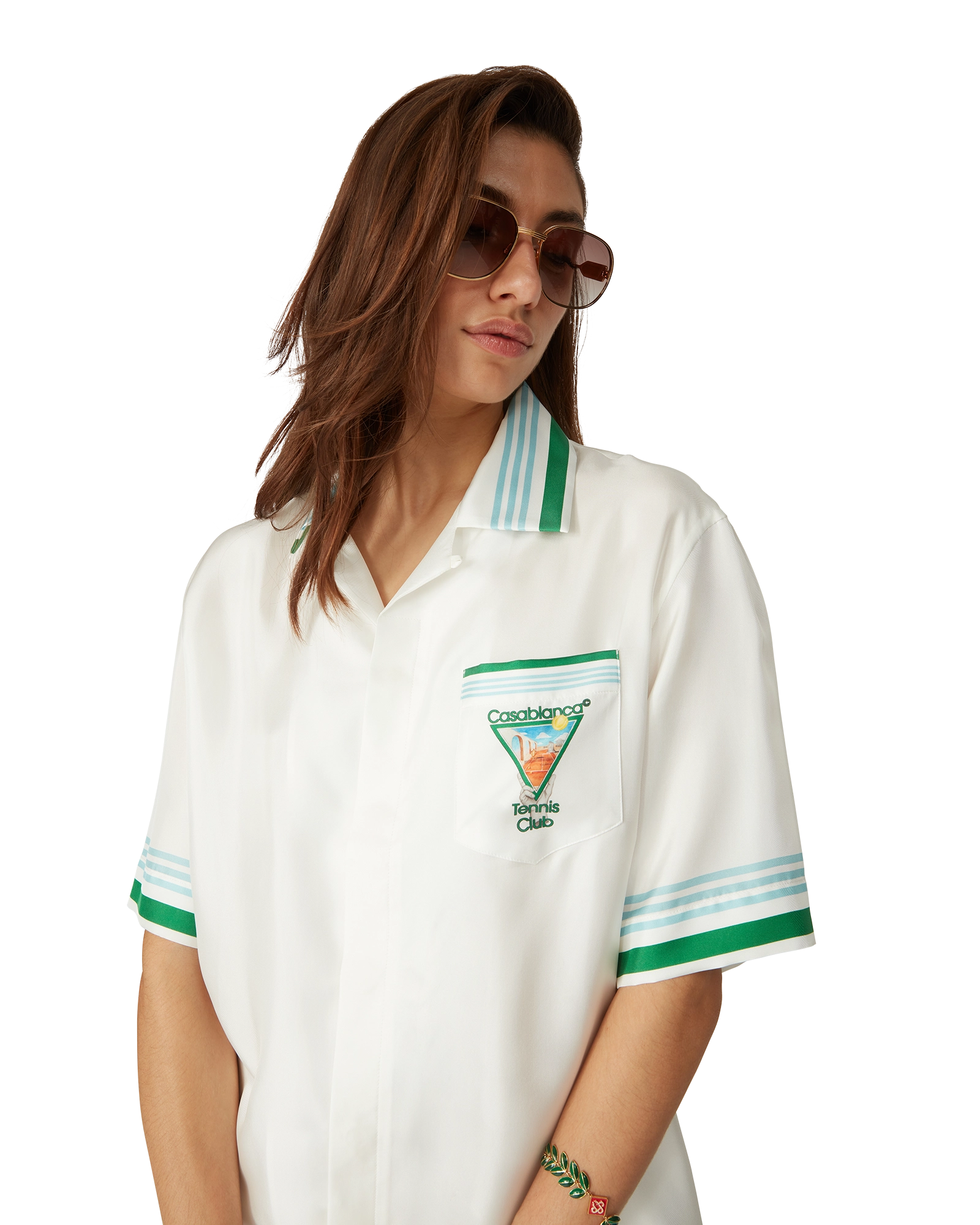 Metaphysical Tennis Icon Short-Sleeve Silk Shirt