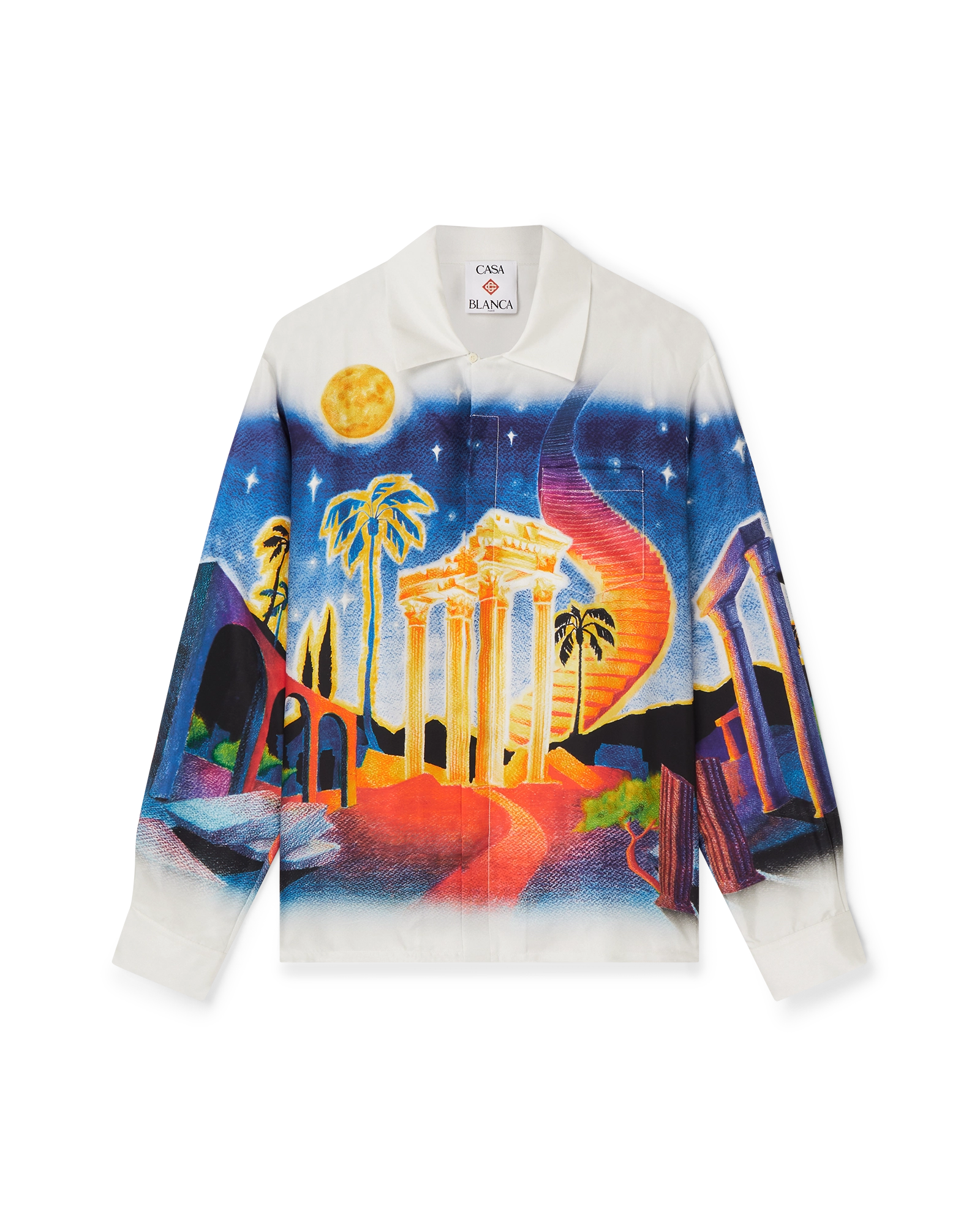 Midnight Acropolis Silk Long Sleeve Shirt