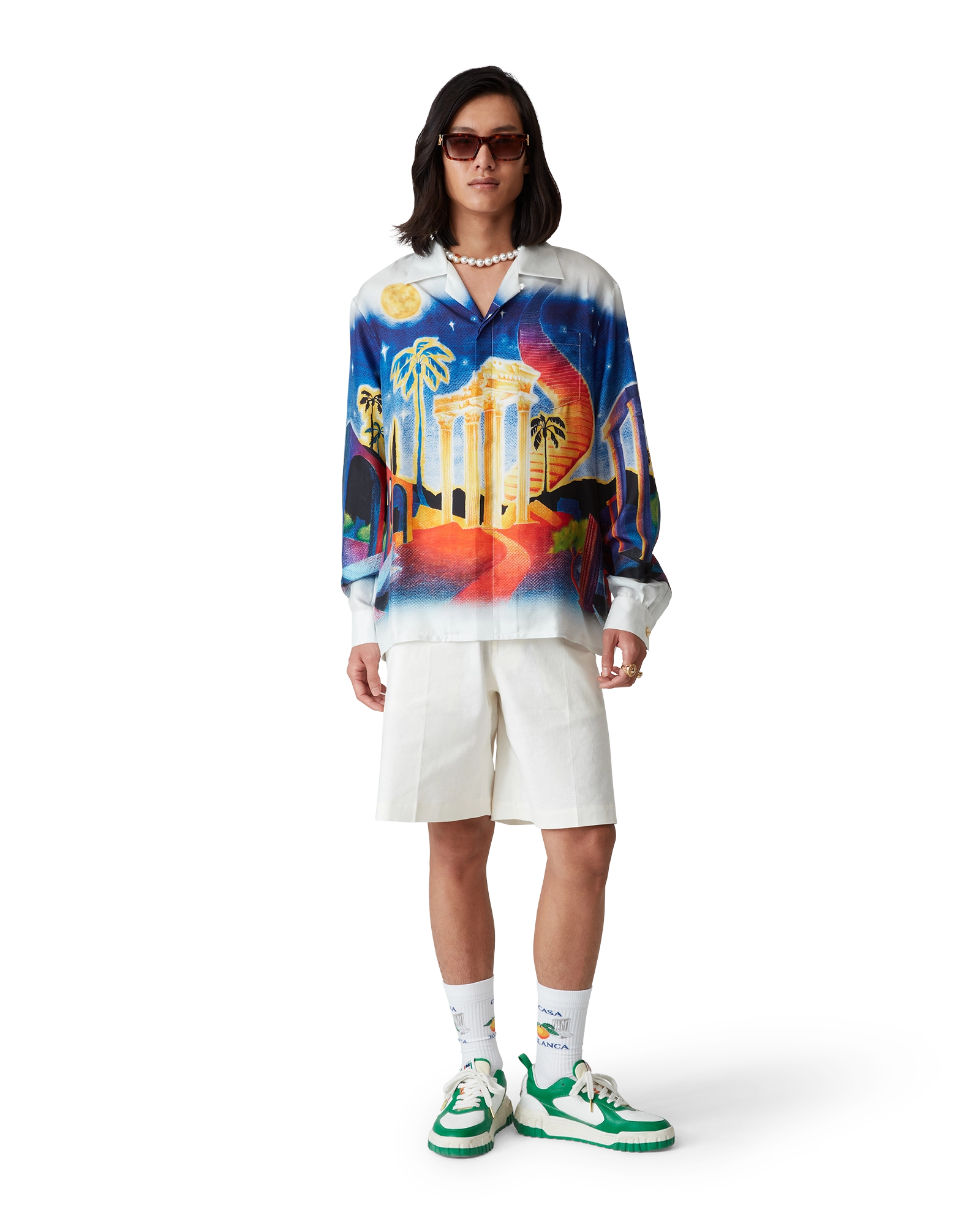 Midnight Acropolis Silk Long Sleeve Shirt