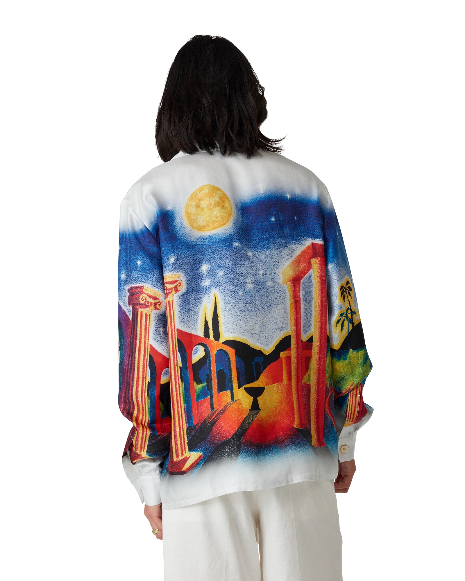 Midnight Acropolis Silk Long Sleeve Shirt