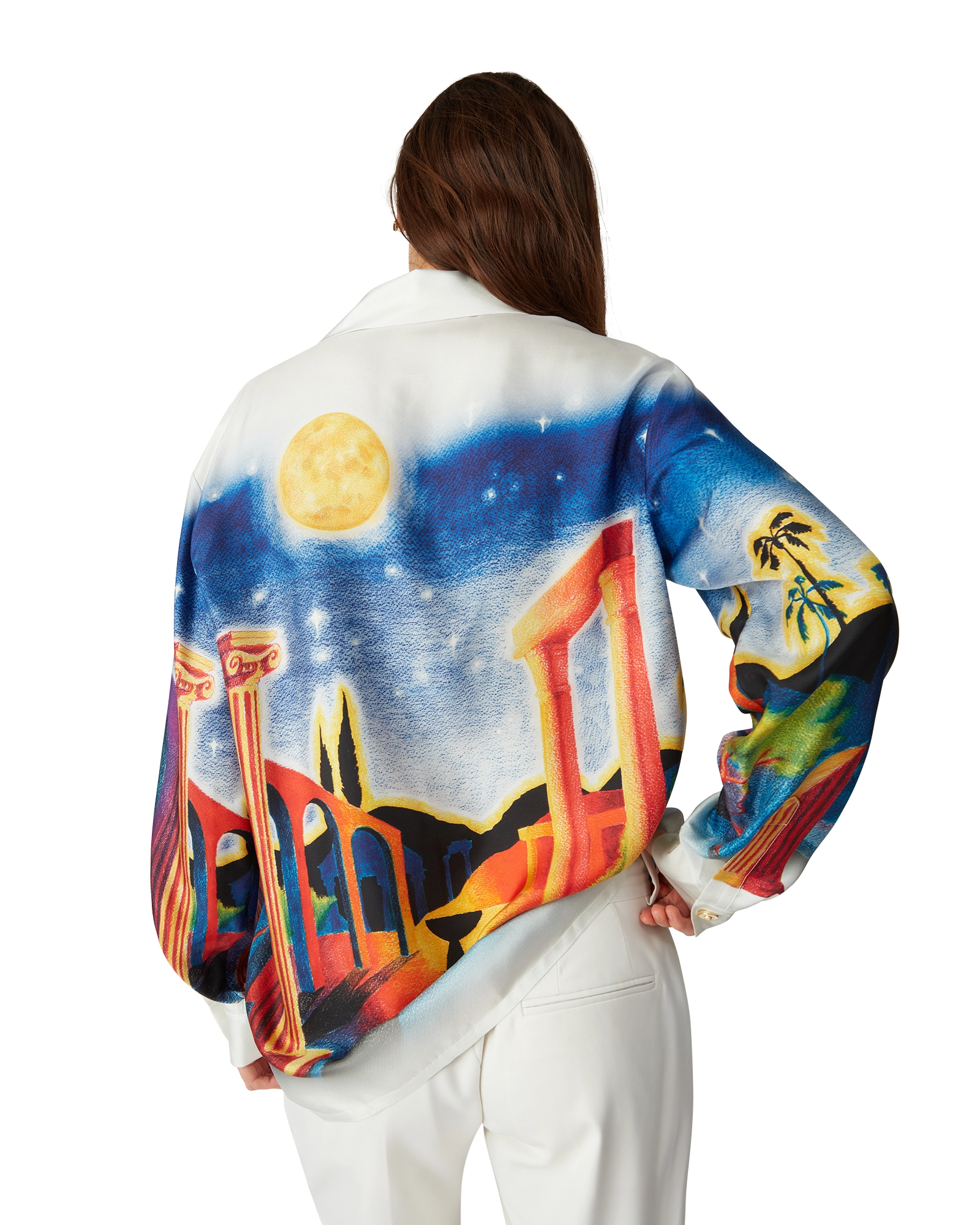 Midnight Acropolis Silk Long Sleeve Shirt