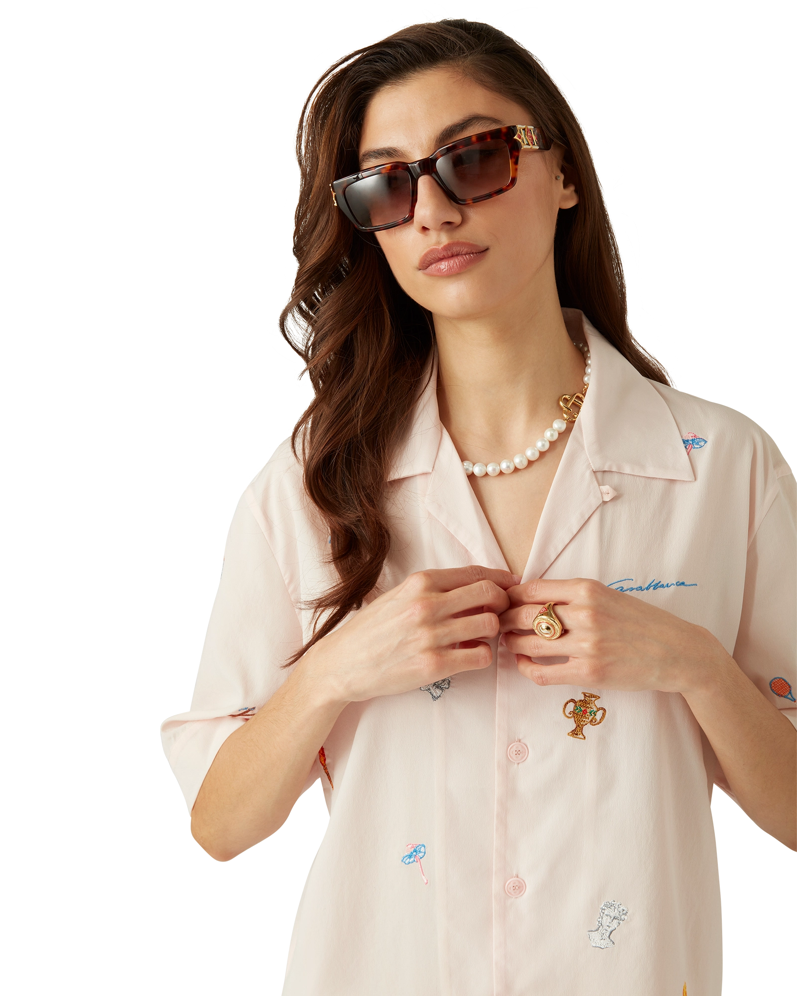 Embroidered Short Sleeve Motif Shirt