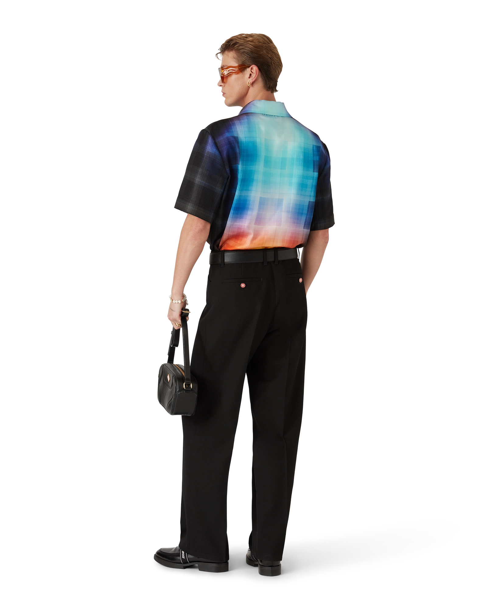 Gradient Check Viscose Blend Short Sleeve Shirt