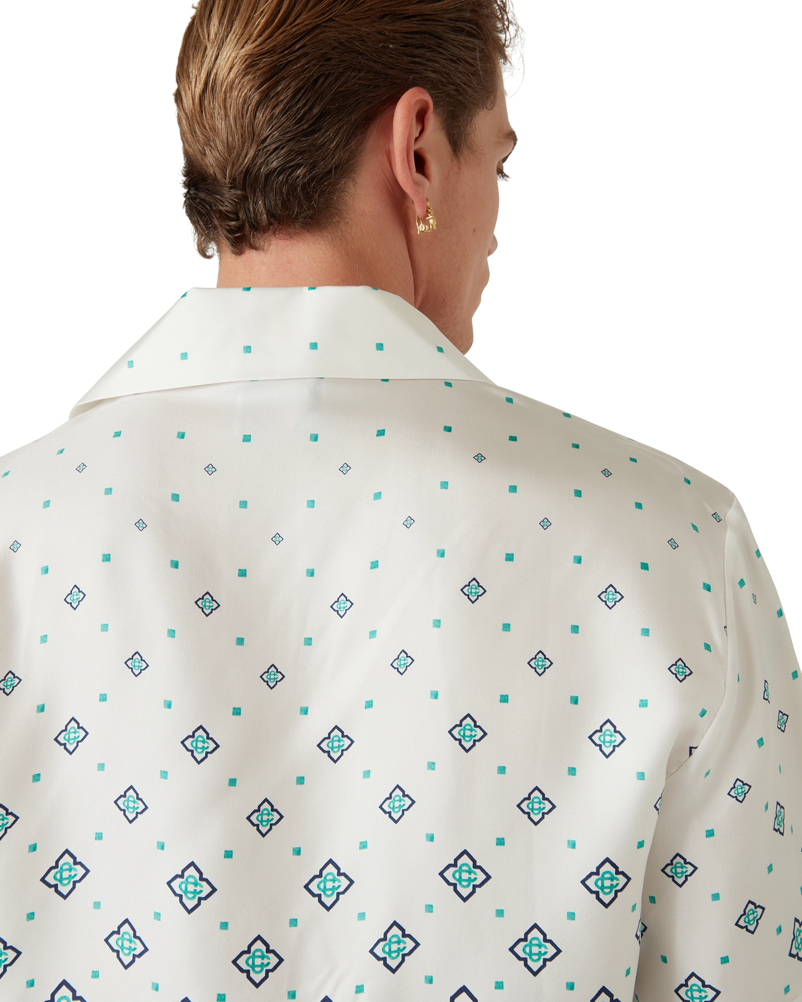 Gradient Monogram Short-Sleeve Silk Shirt