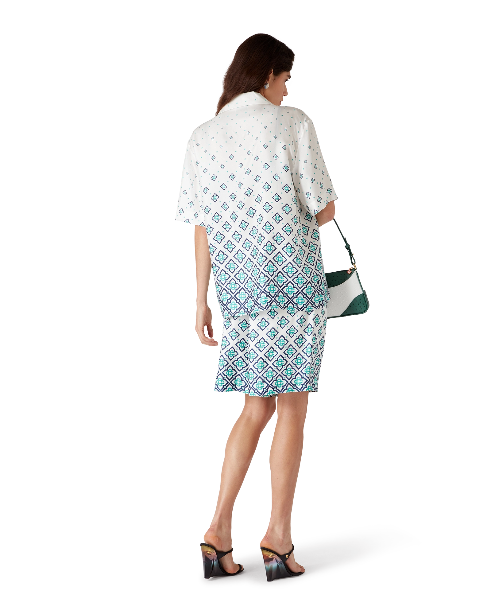 Gradient Monogram Short-Sleeve Silk Shirt