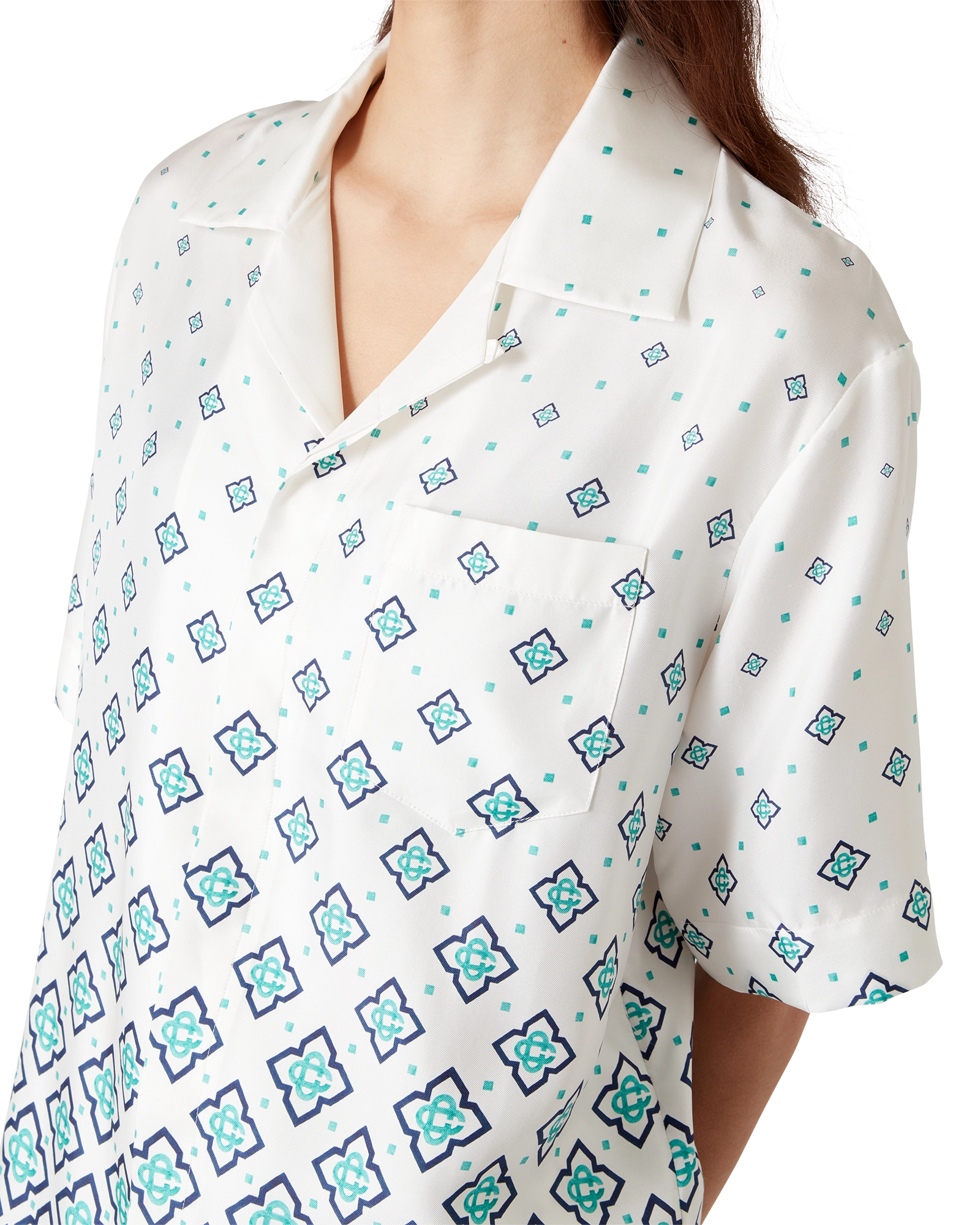 Gradient Monogram Short-Sleeve Silk Shirt