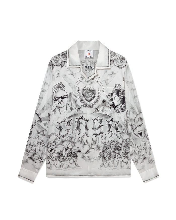 Tattoo Long Sleeve Silk Shirt