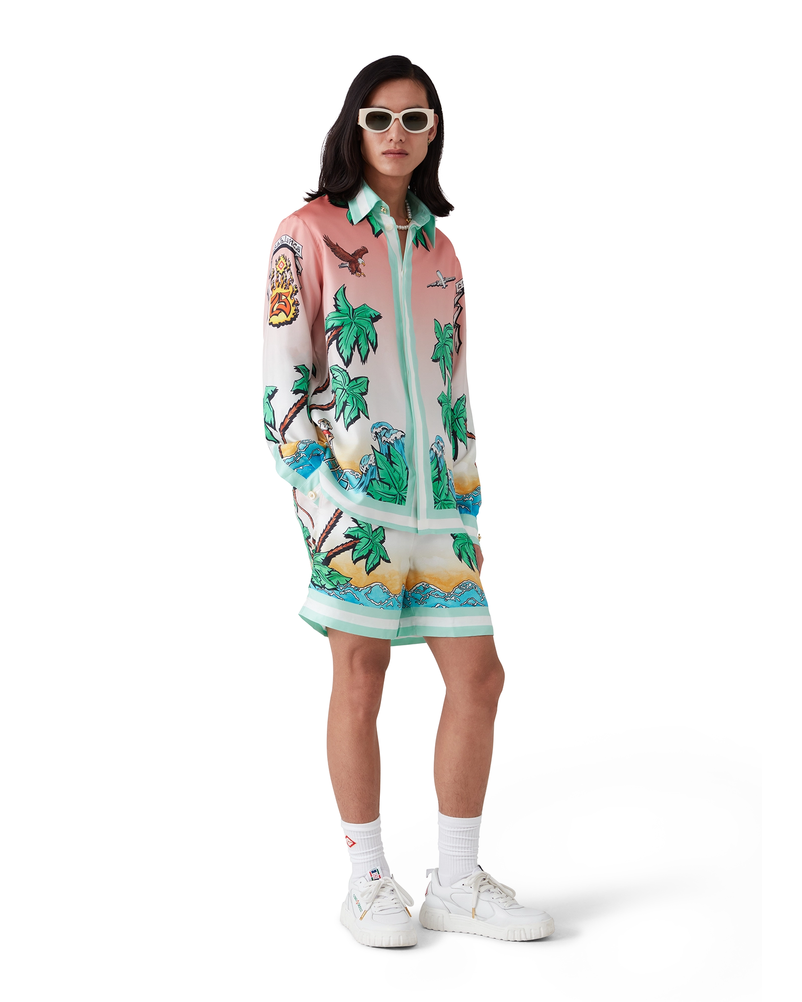 Tennis Club Long Sleeve Silk Shirt