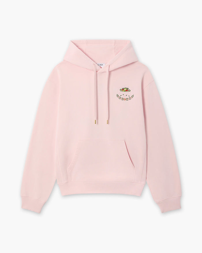 Pink Laduree x Casablanca Embroidered Hooded Sweatshirt