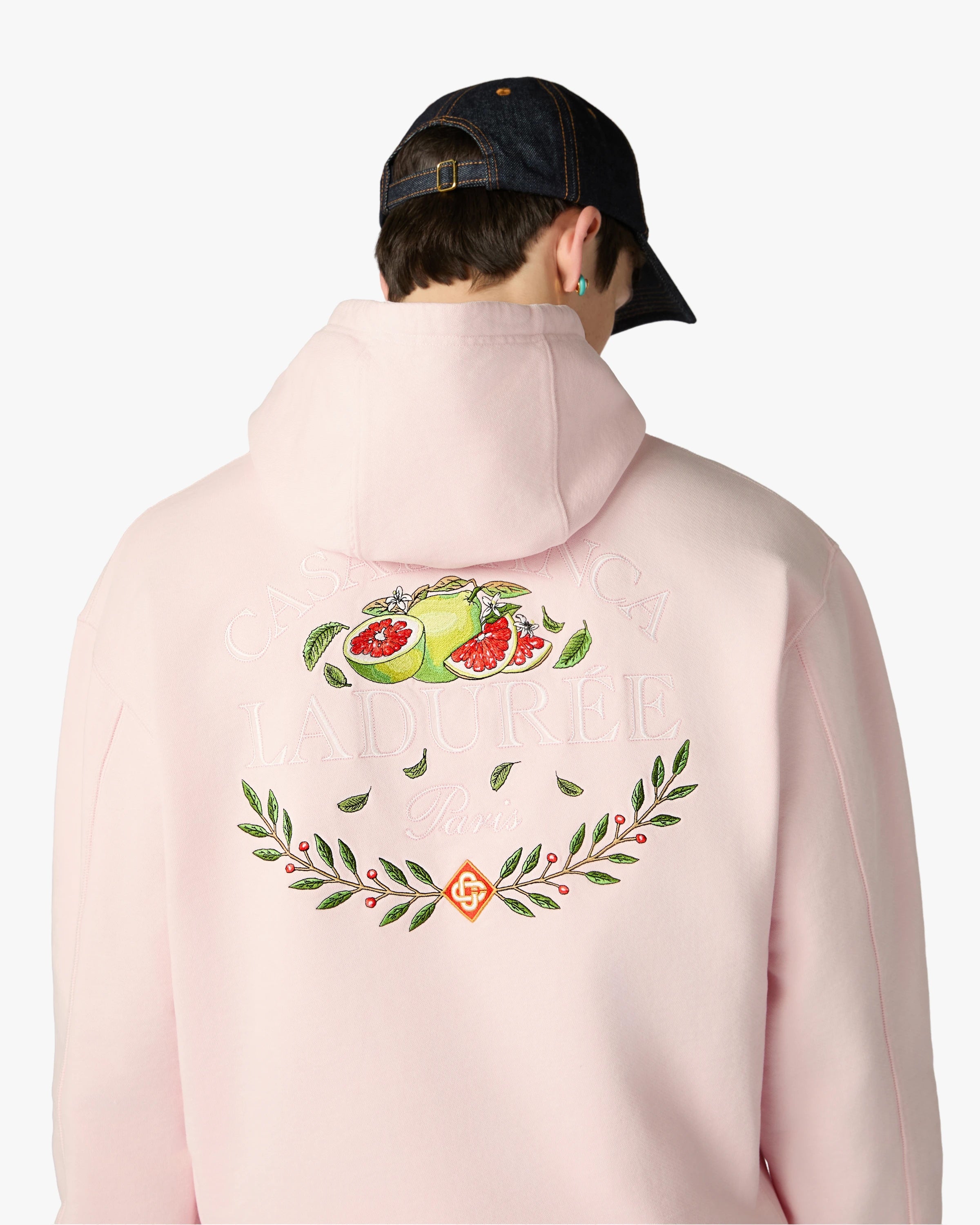 Pink Laduree x Casablanca Embroidered Hooded Sweatshirt