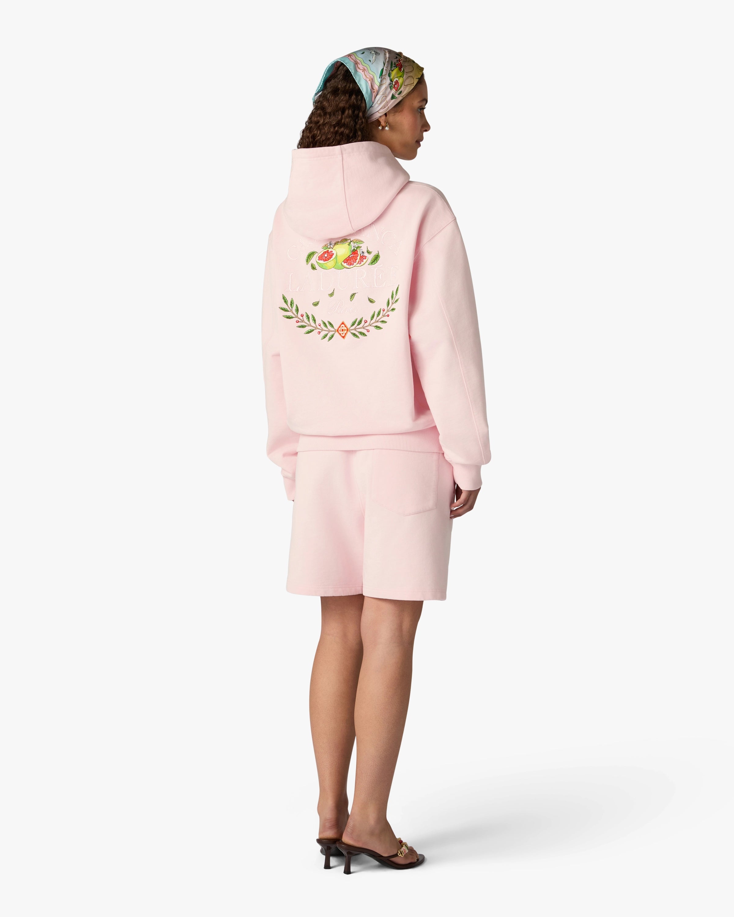 Pink Laduree x Casablanca Embroidered Hooded Sweatshirt