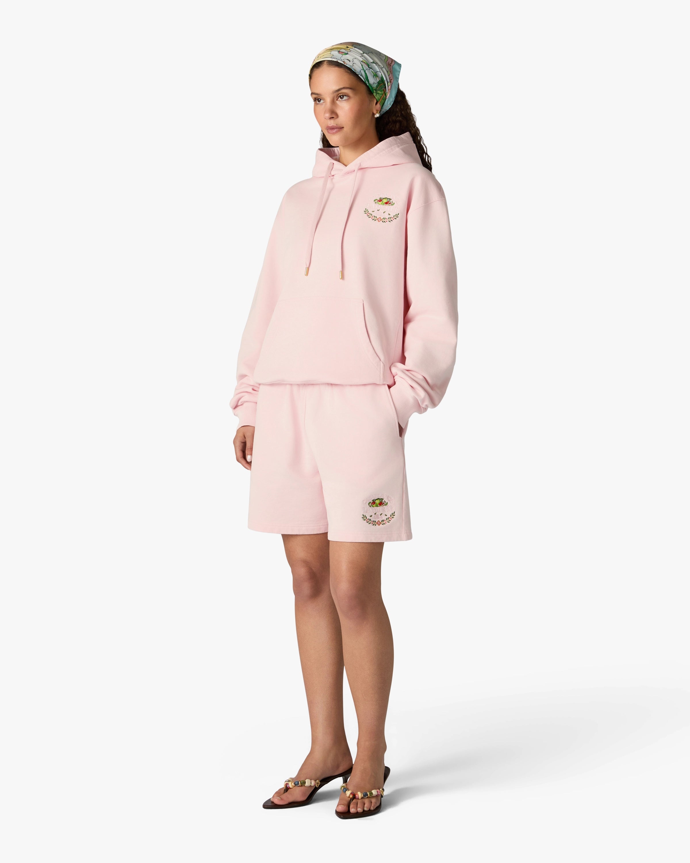 Pink Laduree x Casablanca Embroidered Shorts