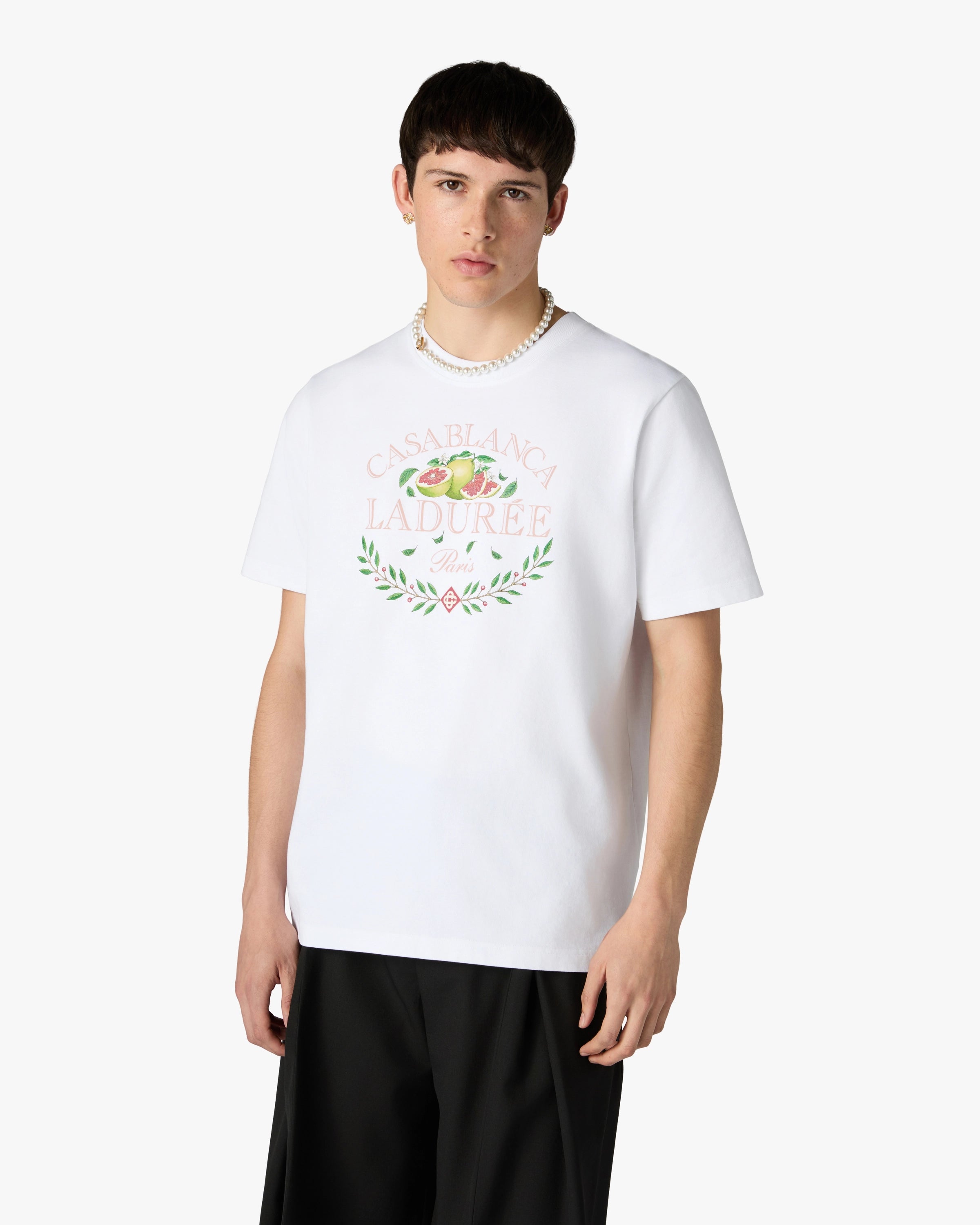 White Laduree x Casablanca Short Sleeve T-Shirt