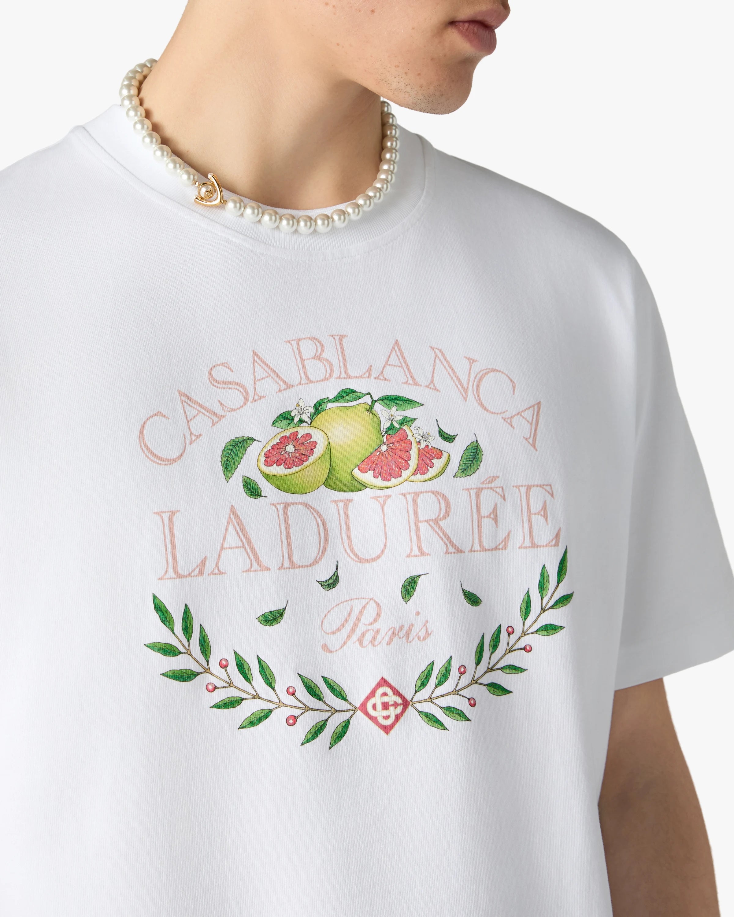 White Laduree x Casablanca Short Sleeve T-Shirt