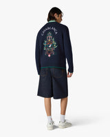 Black Hotel Emblem Embroidered Wool Cardigan