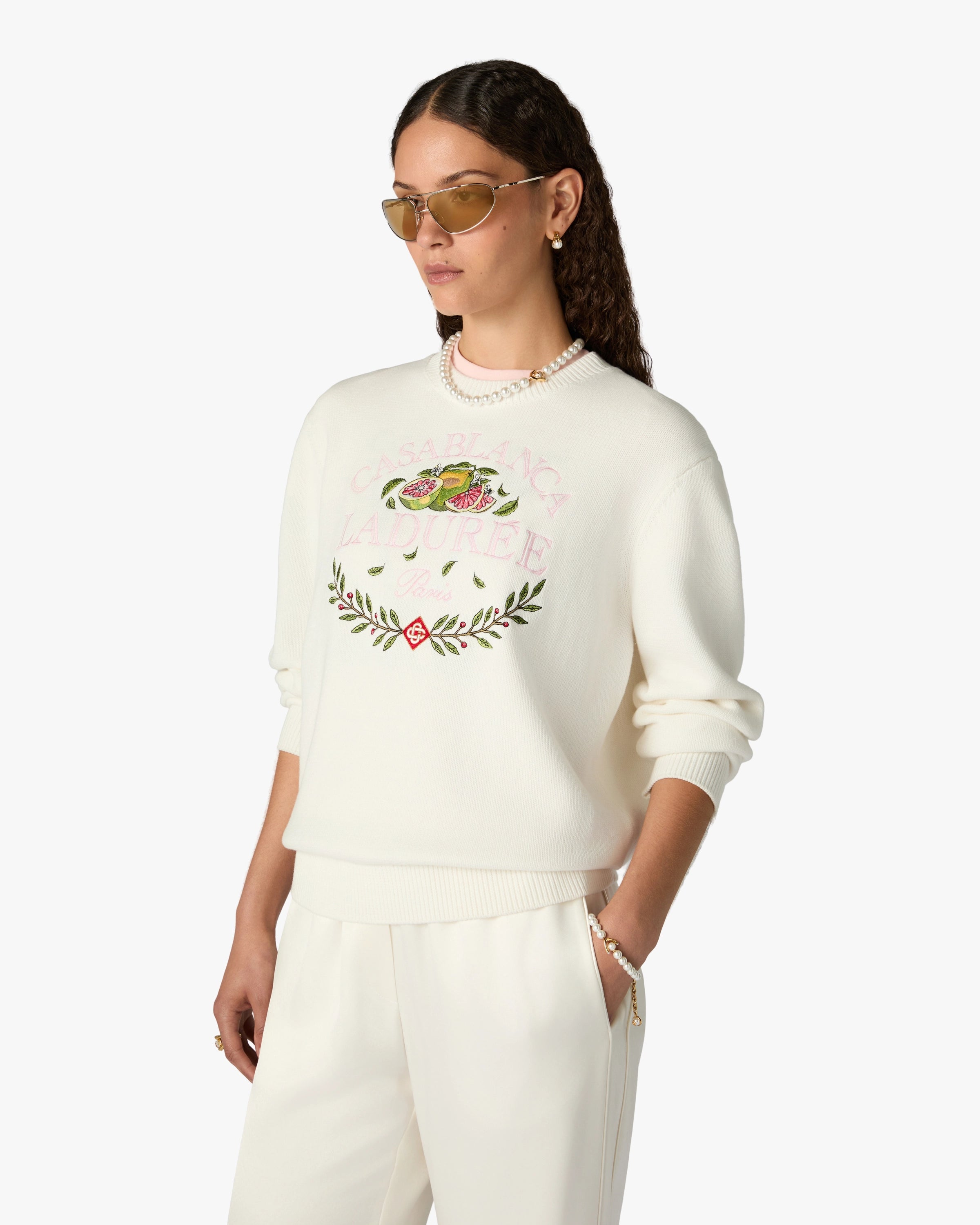 Cream Laduree x Casablanca Crew Neck Jumper