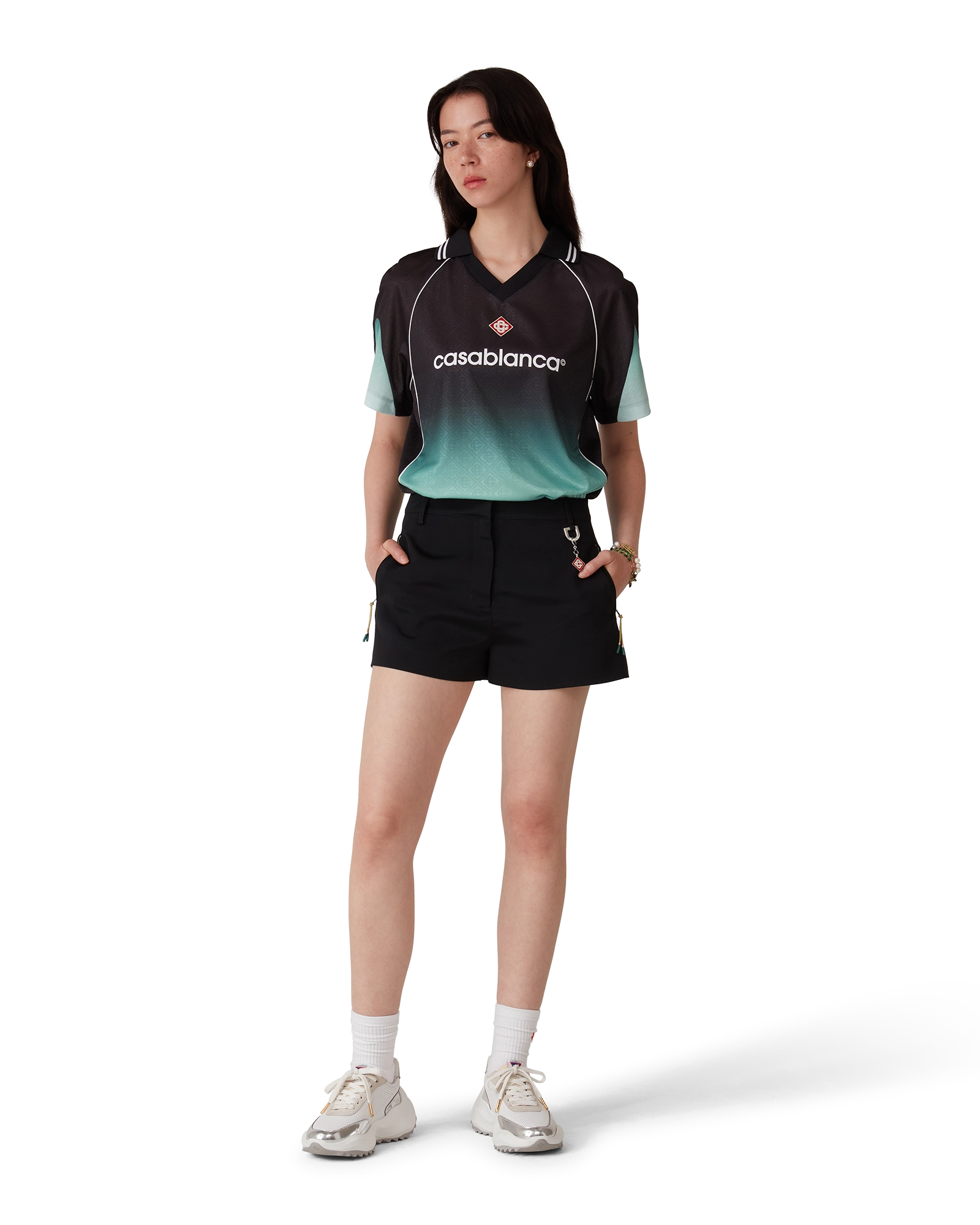 Gradient Monogram Jacquard Football Short Sleeve Shirt