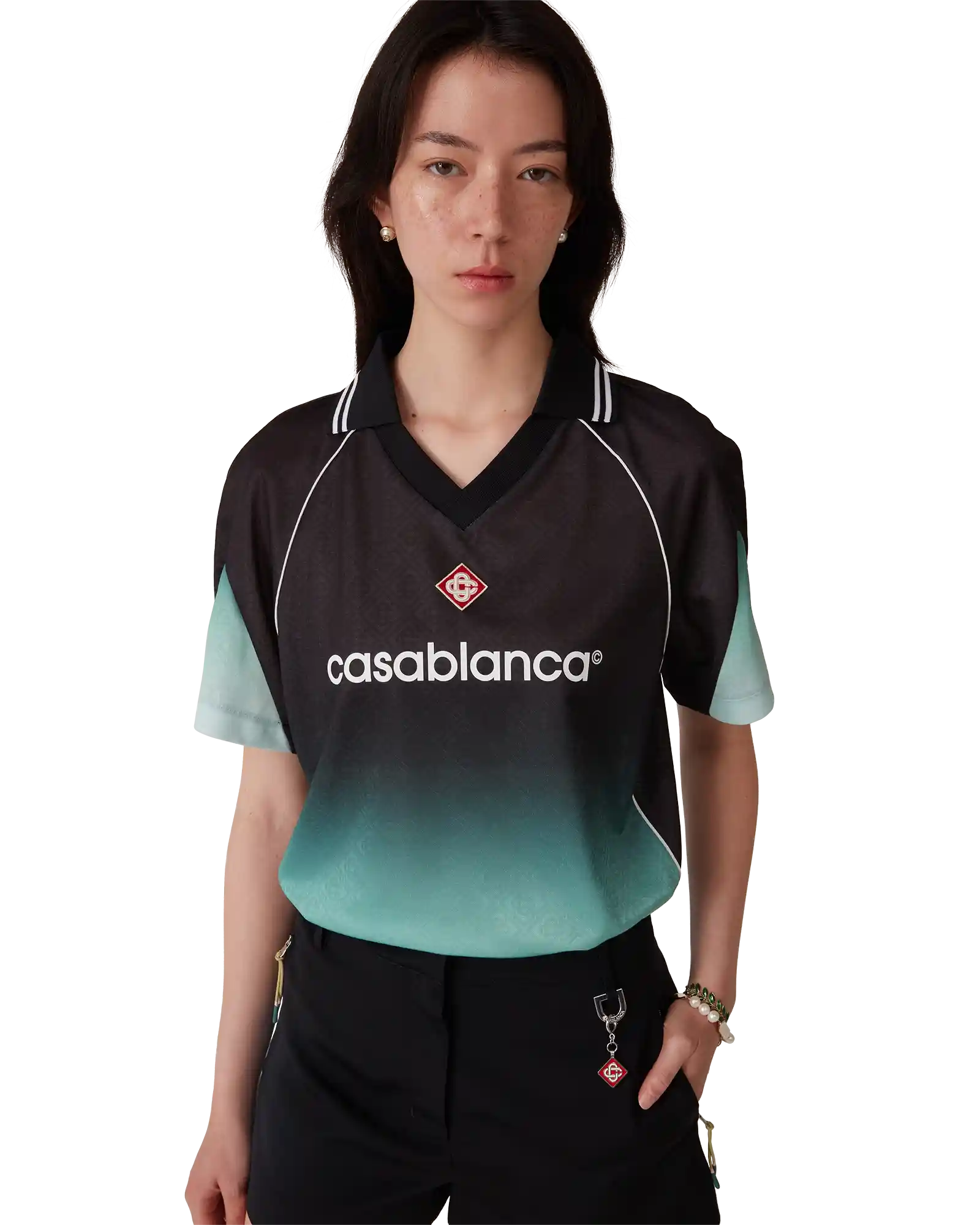 Gradient Monogram Jacquard Football Short Sleeve Shirt