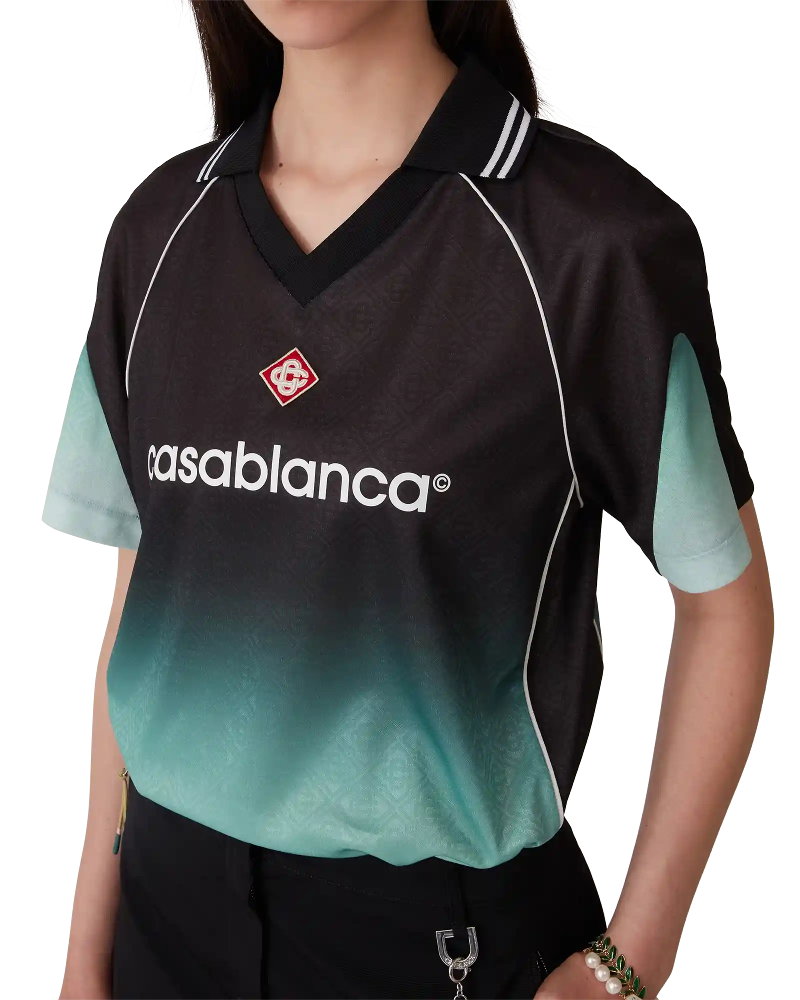 Gradient Monogram Jacquard Football Short Sleeve Shirt