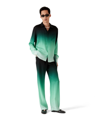 Gradient Ping Pong Jacquard Long Sleeve Silk Shirt