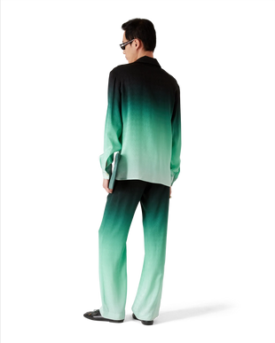 Gradient Ping Pong Jacquard Long Sleeve Silk Shirt