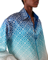 Jacquard Gradient Silk Long Sleeve Shirt