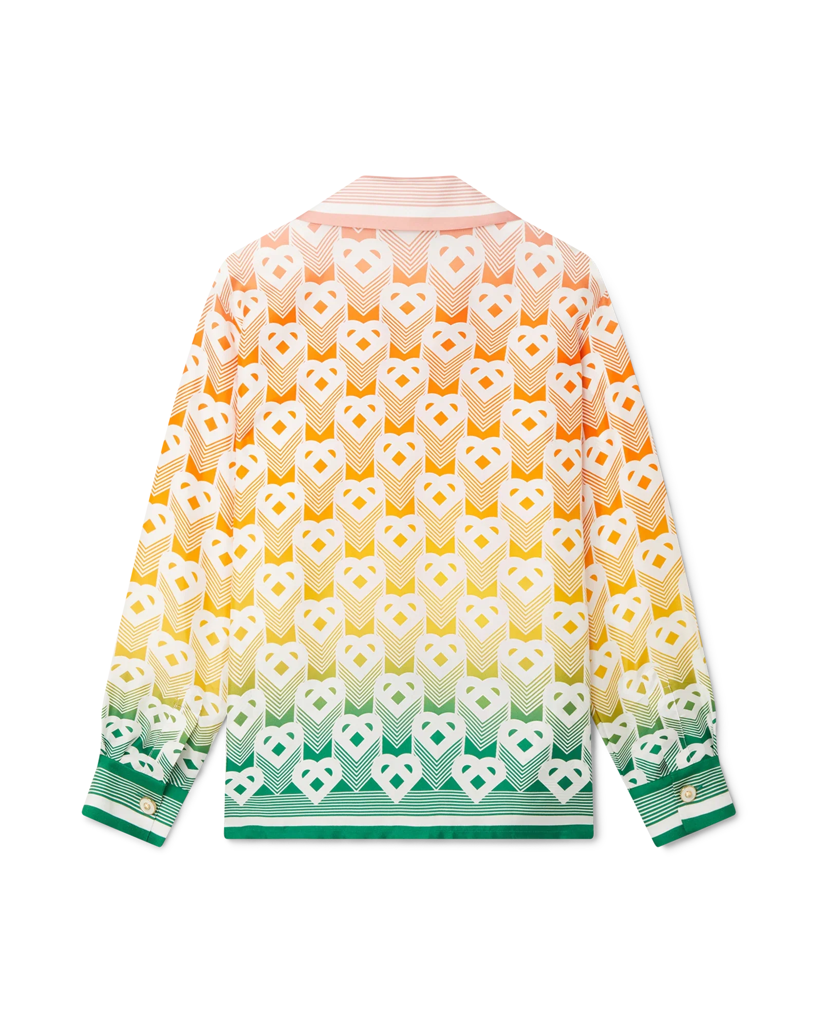 Gradient Heart Monogram Long Sleeve Silk Shirt