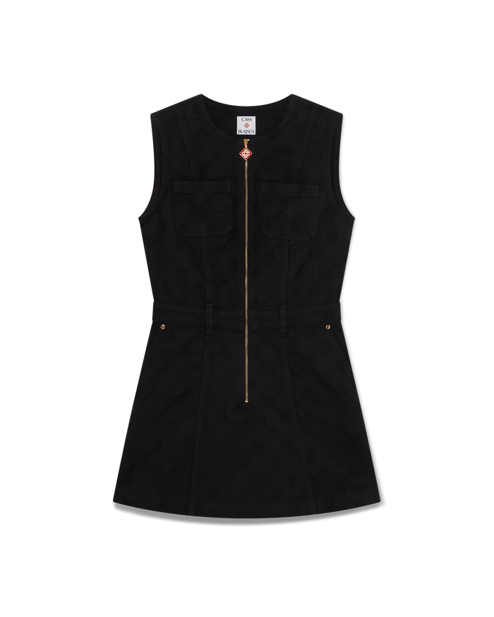 Denim Monogram Zip Dress