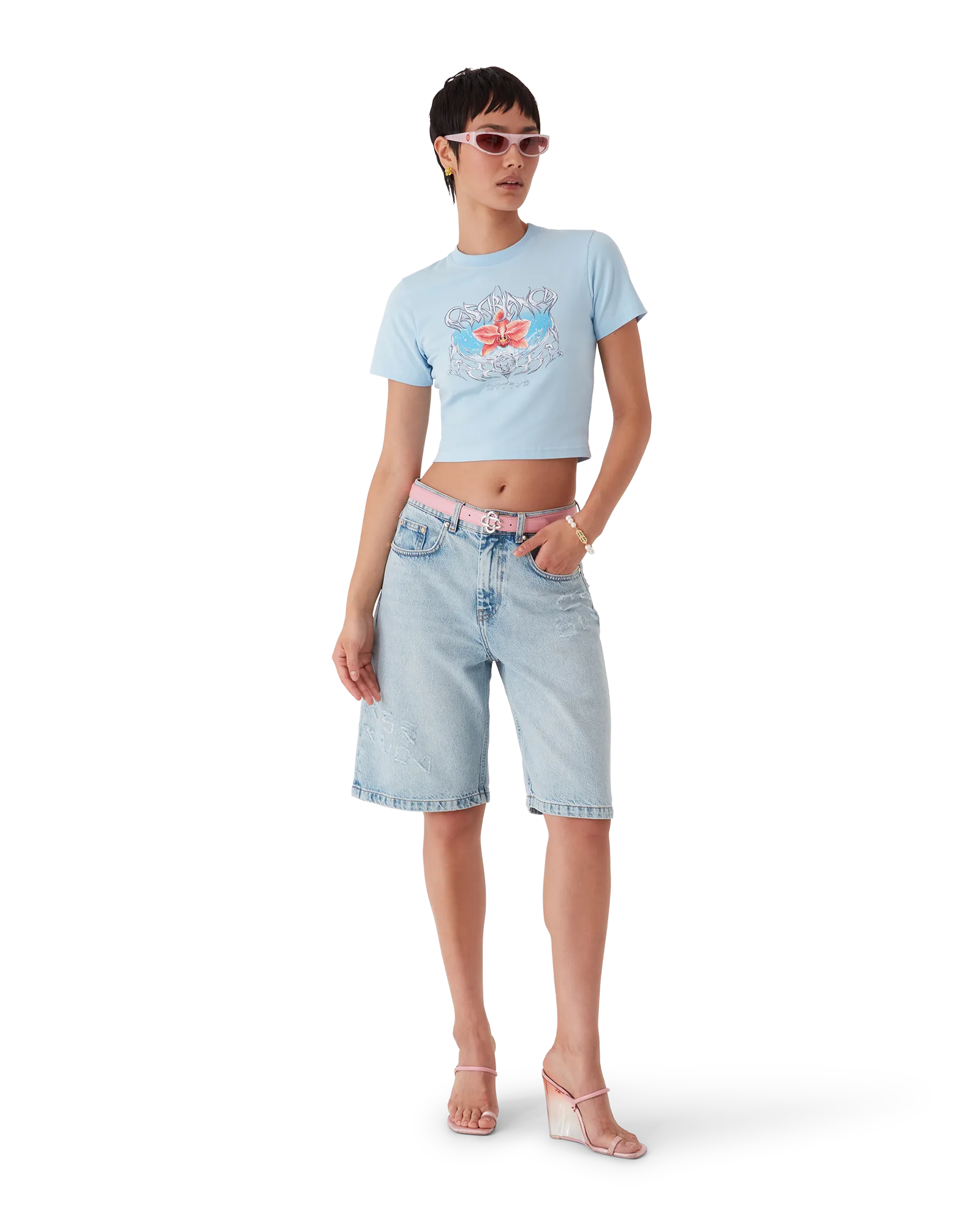 Blades Cropped Short Sleeve T-Shirt