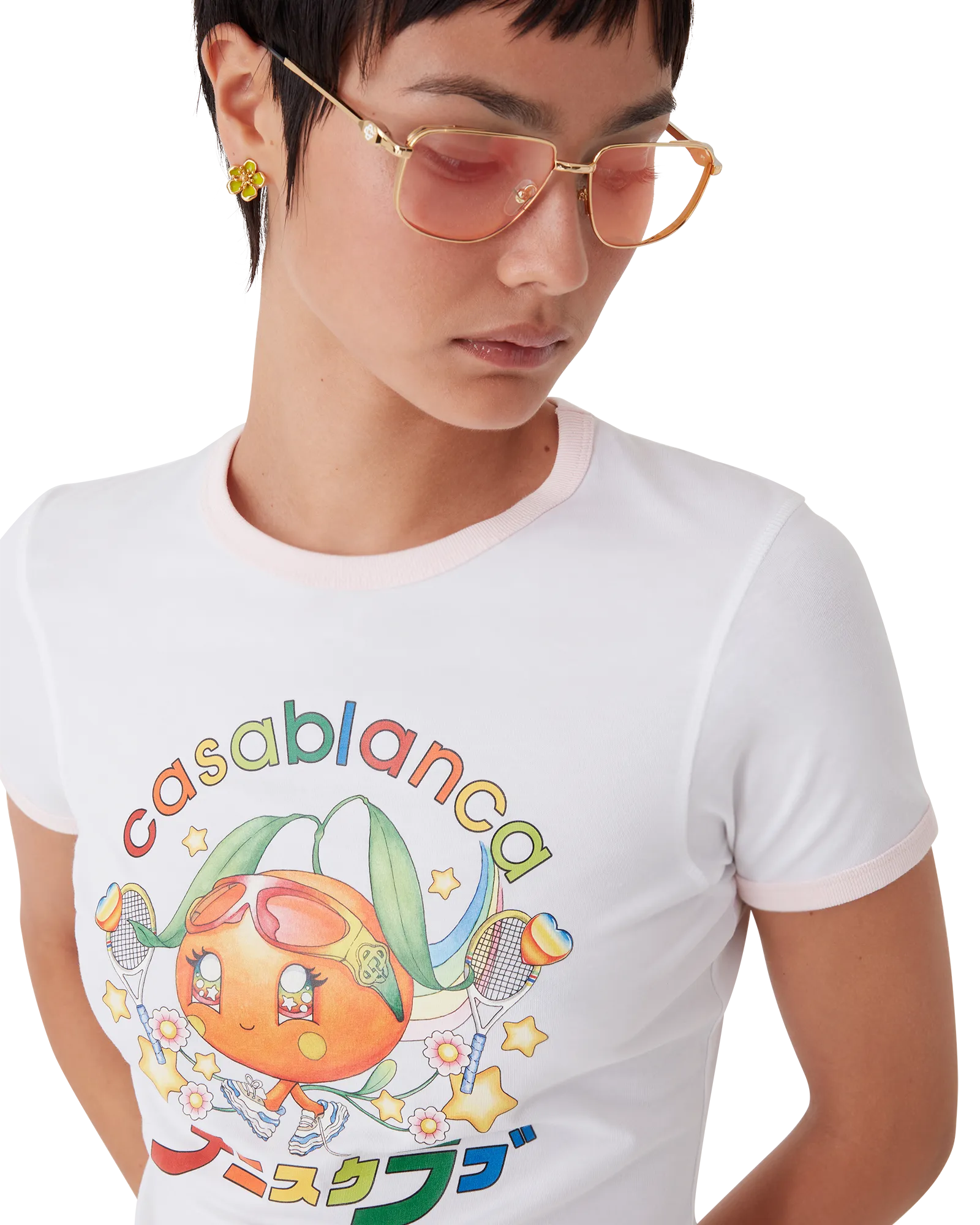 Orange Mascot Ringer Short Sleeve T-Shirt