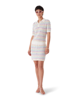 Flower Stripe Cotton Crochet Polo