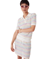 Flower Stripe Cotton Crochet Polo