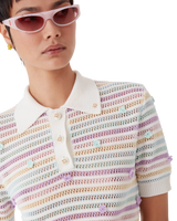 Flower Stripe Cotton Crochet Polo