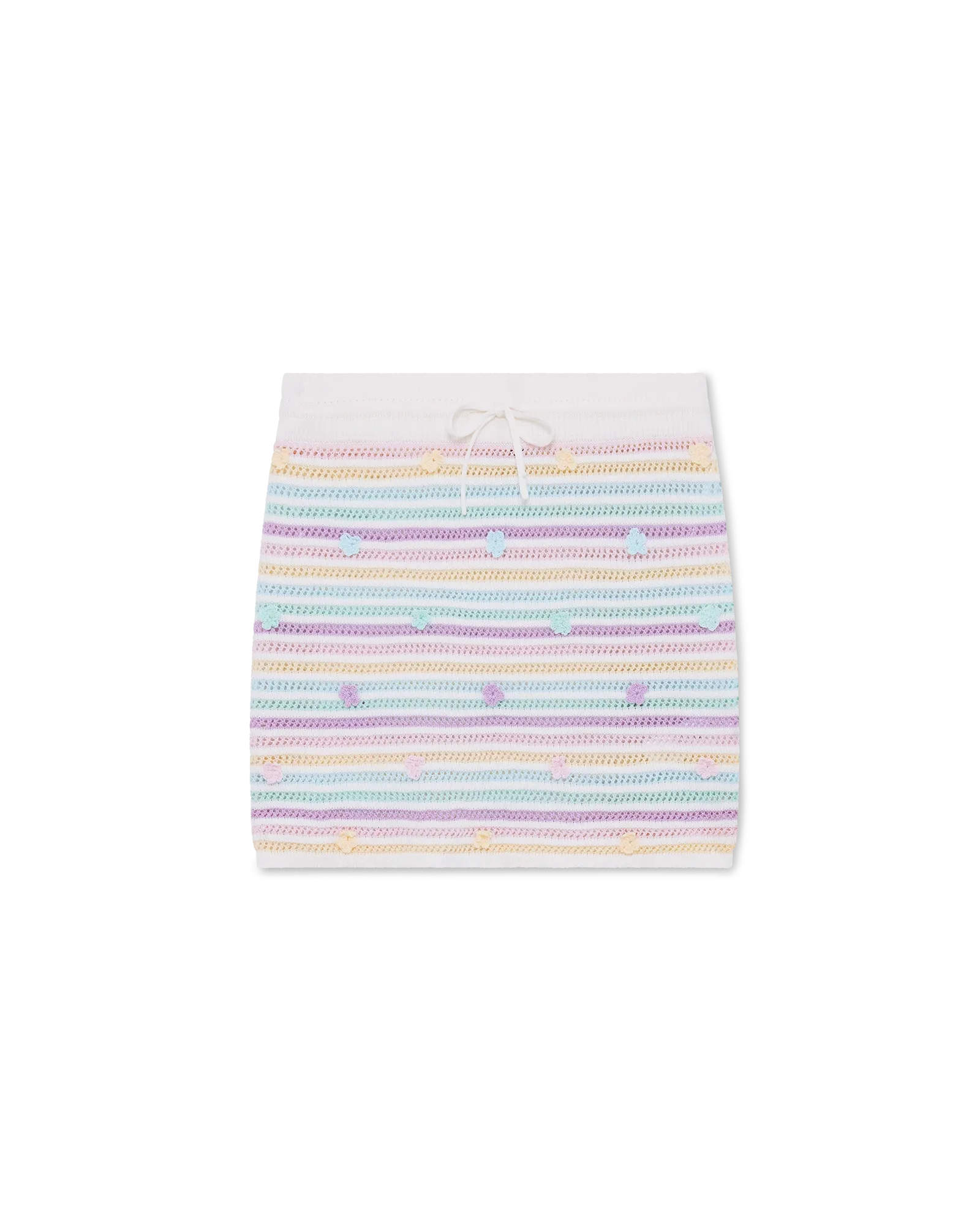Flower Stripe Cotton Crochet Skirt