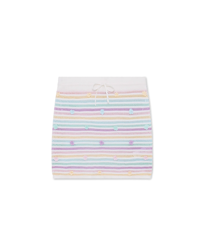 Flower Stripe Cotton Crochet Skirt
