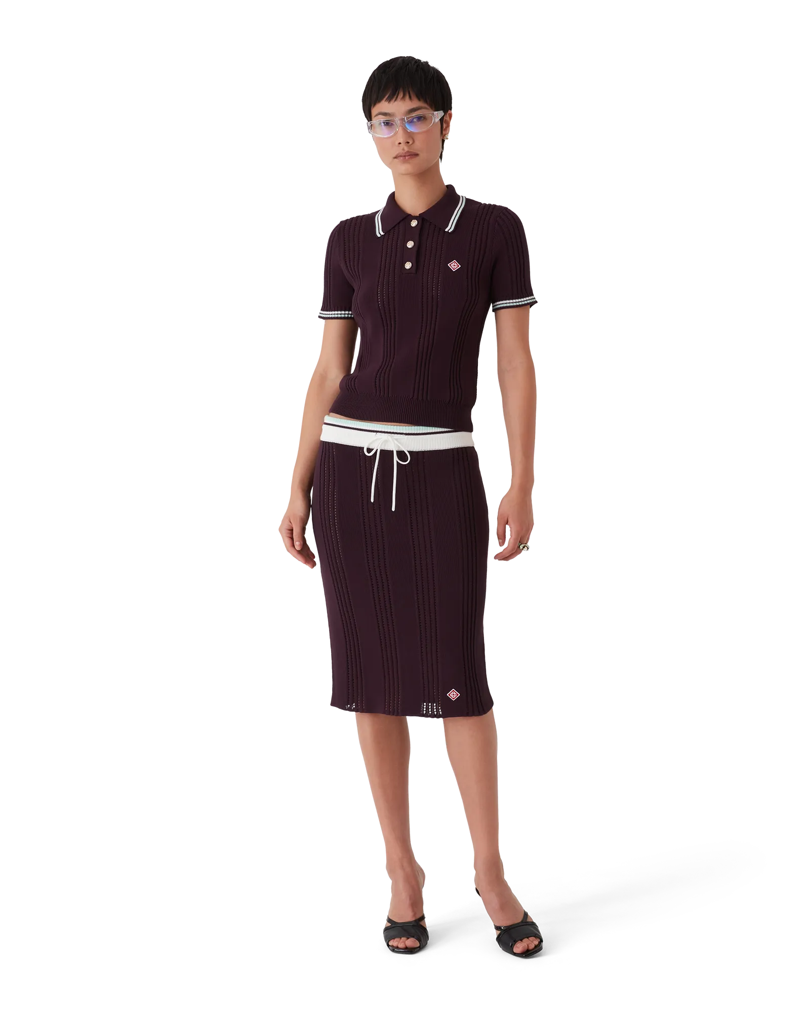 Jupe mi-longue en maille de coton