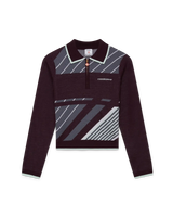 Diagonal Tennis Merino Long Sleeve Polo Shirt